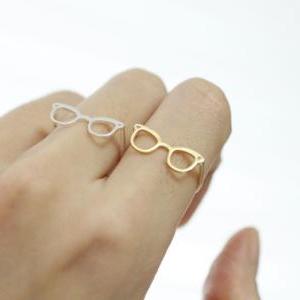 Cute Glasses Adjusted Ring Detailed With Cz In..