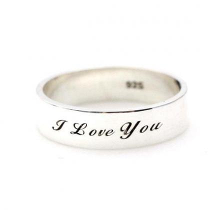 925 Sterling Silver Personalized Writing Engraved Ring In Sterling ...