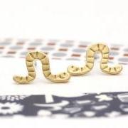cute and unique Worm post earrings in gold