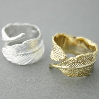 Big Feather Ring in Gold / Silver, R0445G