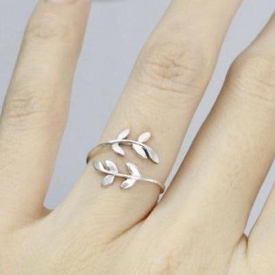 925 sterling silver Bay Leaf Adjustable Ring