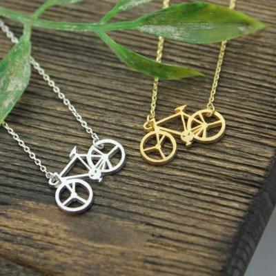 Bicycle necklace, Bike necklace pendant Necklace in 3 colors, N0234K
