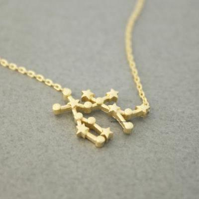 Gemini, the Twins Pendant necklace in 3 colors - Zodiac Sign jewelry, N0486K