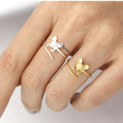 Cute Mouse ring in gold /silver- Adjustable Ring