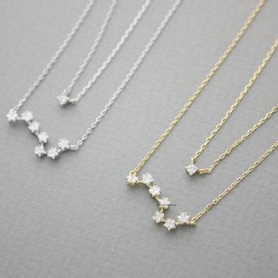 Big Dipper layers necklace detailed with cubic zirconia in gold / silver, N0642S