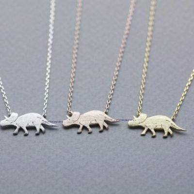 Dino Dinosaur, Triceratops necklace pendant necklace in 3 colors, N0834K