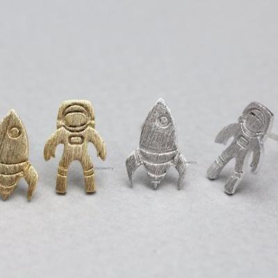 cute and unique Astronaut and Rocket post earrings in 3 colors