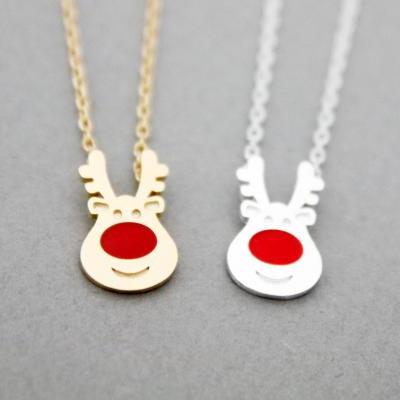Rudolph the Red Nose Reindeer pendant necklace in 2 colors, N0932G