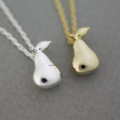Cute Pear Pendant Necklace, fruit necklace in 2 colors, N0653G
