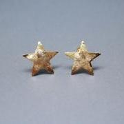 Brushed Chunky Star Earrings in Gold