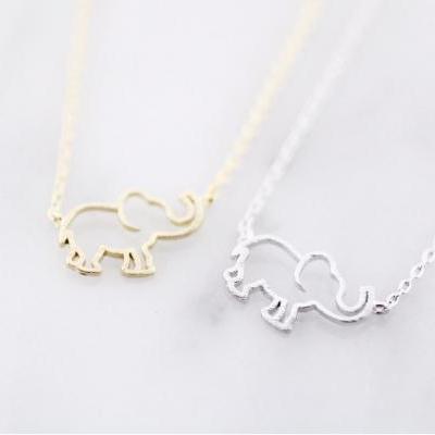 Cut out Elephant pendant necklace in 3 colors