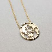 Earth Globe Pendant detailed with Cubic Zirconia Necklace in gold