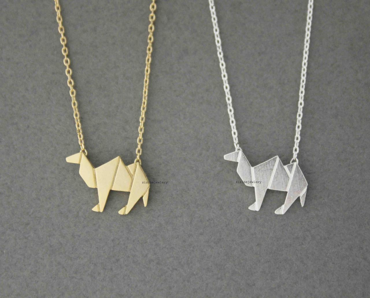 Cute Origami Camel Pendant Necklace In Silver Gold N0546g