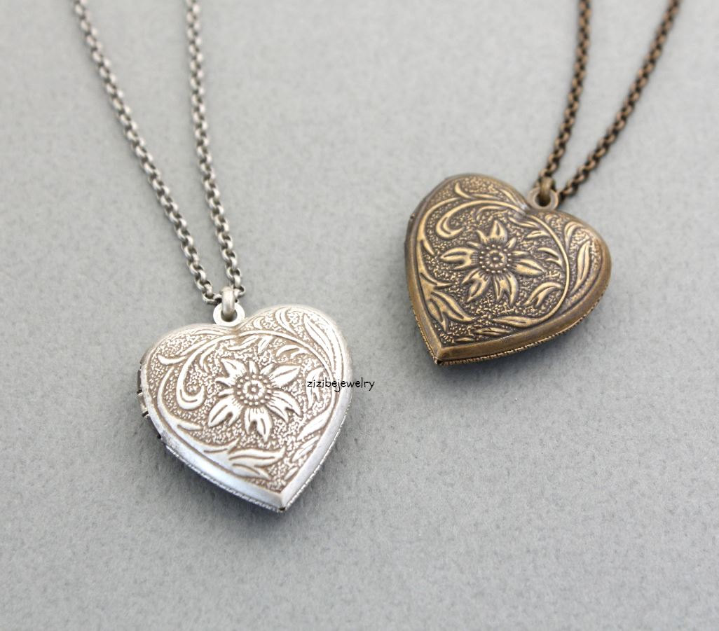 Antique Style Heart Locket Necklace N0308s On Luulla