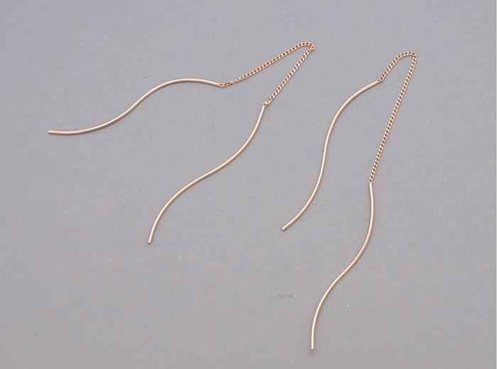 925 Sterling Silver Long Twisted Bar Ear Threader Pull Through 925 Sterling Silver Long Twisted Bar Ear Threader Pull Through Earrings