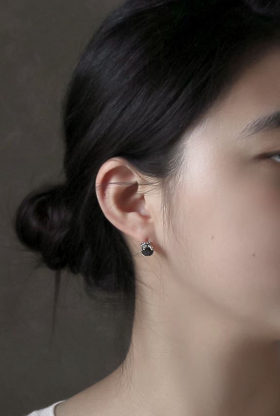 925 Sterling Silver Cubic Point Crown Detail Safety Pin Ear Cuff Earrings ,Safety Pin Ear Pin