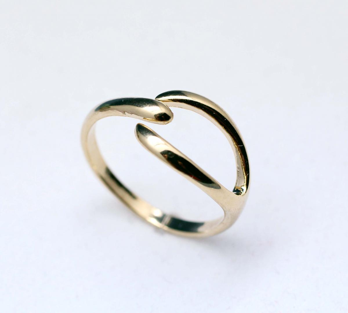 Simple Wishbone Ring In Gold-Adjustable Ring on Luulla