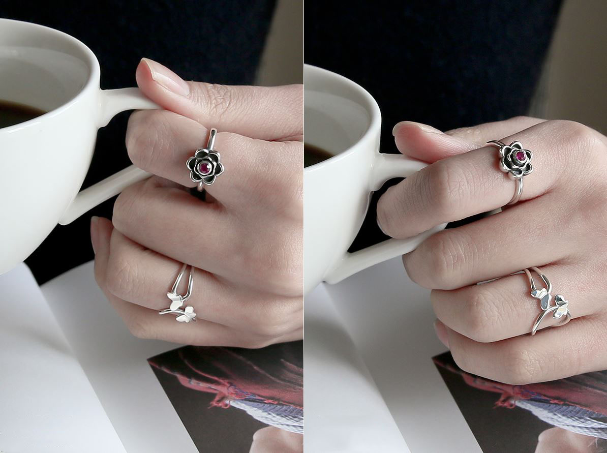 925 Sterling Silver Butterfly Statement Ring, Butterflies Ring on Luulla