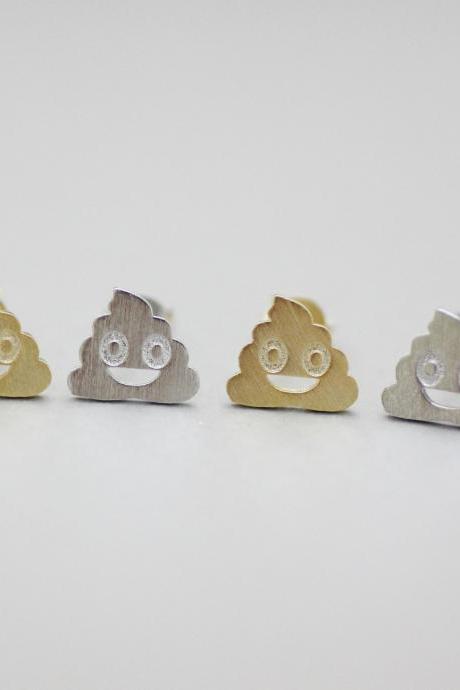 Cute Poo Emoji Stud Earrings, Poop Emoji Studs, Poo Poo Earrings