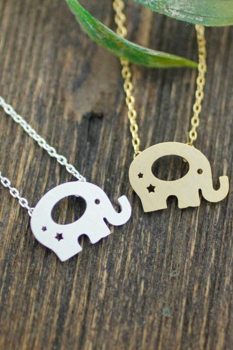 Cute Elephant Pendant Necklace Silver/ Gold