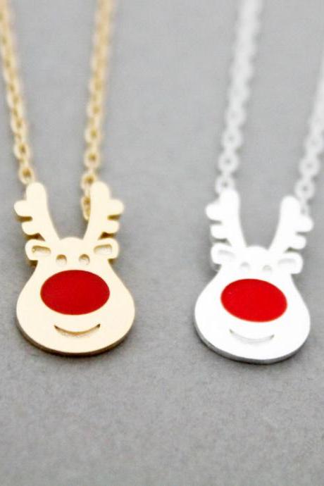 Rudolph The Red Nose Reindeer Pendant Necklace In 2 Colors, N0932g