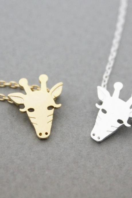 Cute Giraffe Face Pendant Necklace In Silver/ Gold, N0944g