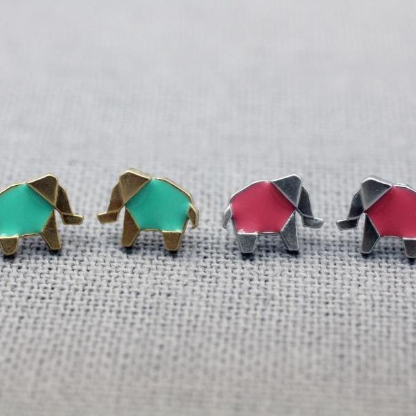 Cute Origami Elephant Stud..