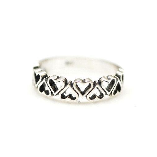 925 Sterling Silver Delicate Cut out Heart Line ring