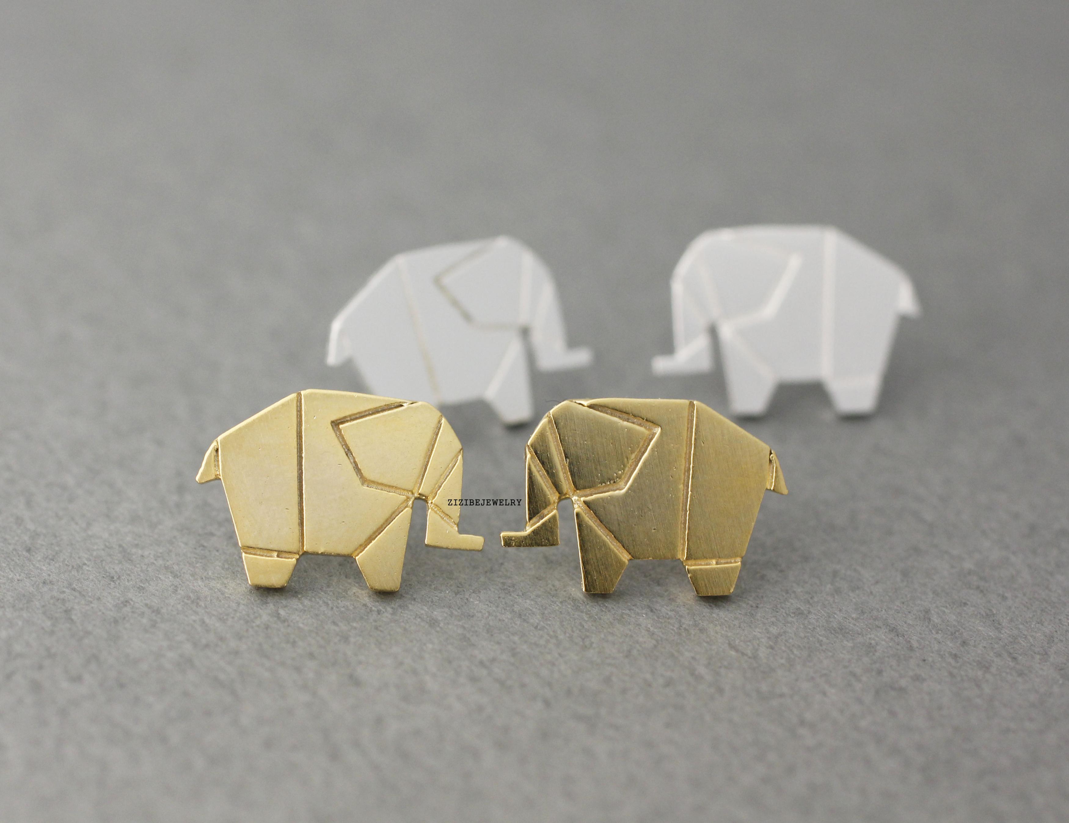 Origami Elephant Earrings