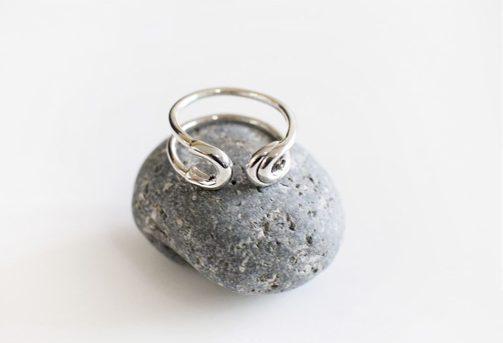 925 Sterling Silver Big Safety Pin Ring Adjustable Ring on Luulla